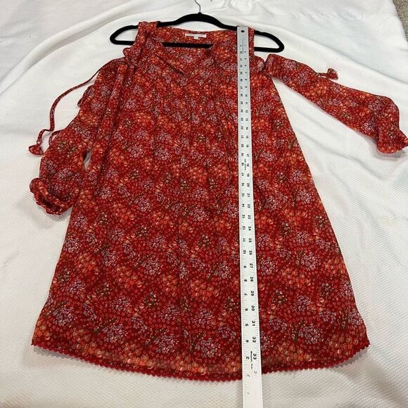 Rebecca Minkoff Red Floral Cold Shoulder Flowy Dress - Picture 4 of 10
